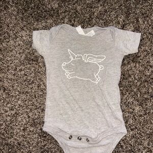 Gray Baby One-Piece Bodysuit with Unicorn Pig Graphic